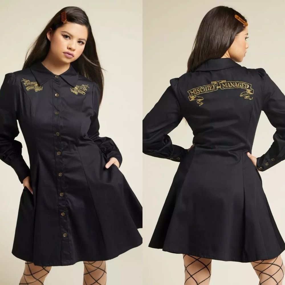 NWT Hot Topic Harry Potter Collared Spell Dress Marauders Map‎ Size Small New S